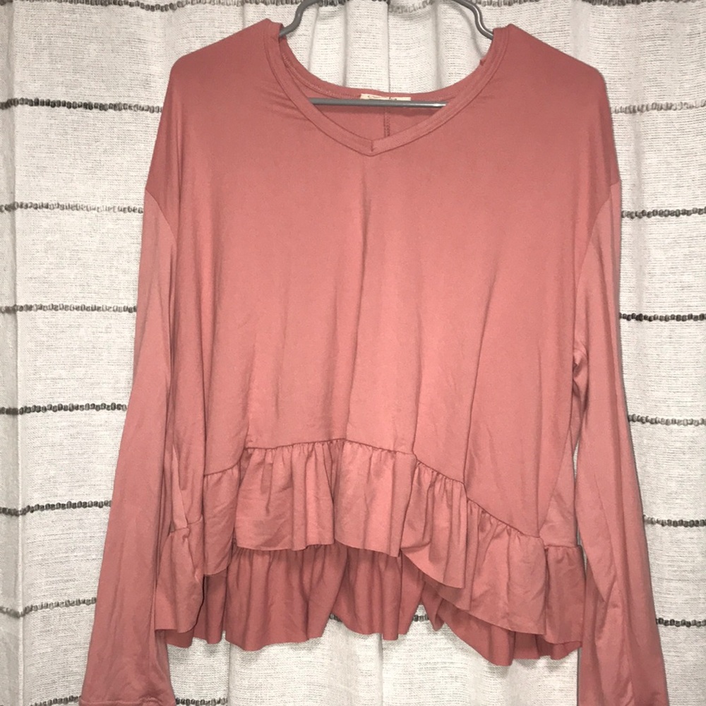 Rose Pink Ruffle Top